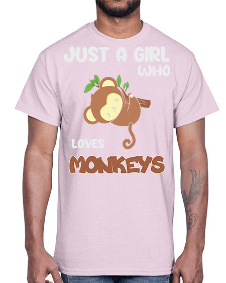 Just a Girl Who Loves 8#- monkey- Cotton Tee
