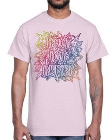 Mandala Teach Love Inspire Rainbow Glitter 762#- mandala- Cotton Tee