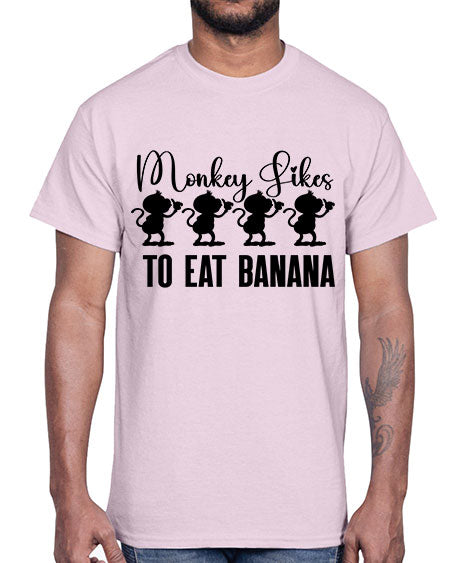Monkey likes to eat banana - monkey- Cotton Tee