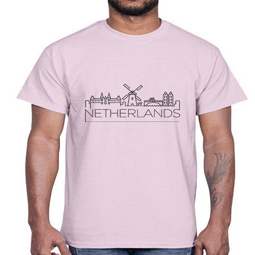 Netherlands Minimal Skyline 1432#- cities- Cotton Tee