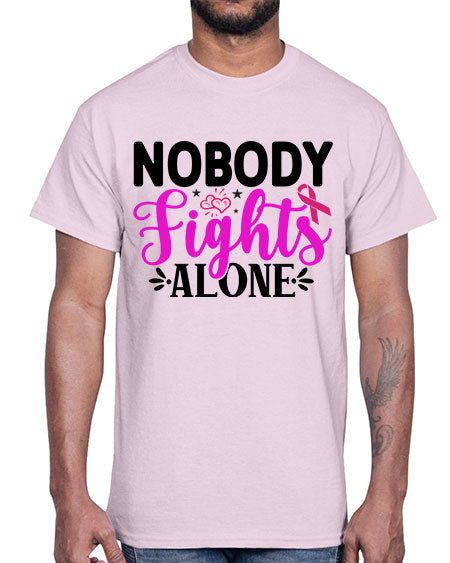 Nobody Fights Alone 12#- breast cancer- Cotton Tee