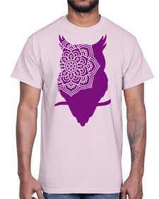 OwlMandalaUpdated 976#- mandala- Cotton Tee