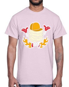 Pancake on fire 200#- cartoon food- Cotton Tee