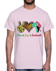 Peace Love Juneteenth Day Fist Png 8#- black juneteenth- Cotton Tee