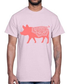 PigMandala 985#- mandala- Cotton Tee