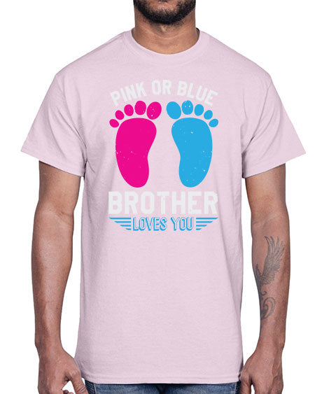 Pink or Blue brother loves you Style 185#- baby shower- Cotton Tee