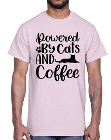 Powered By Cats And Coffee Style 102#- cats- Cotton Tee