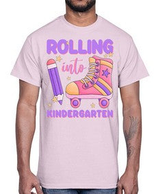 Rolling into Kindergarten 787#- kindergarten- Cotton Tee