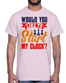 Would you like to start my clock 167#- chess- Cotton Tee