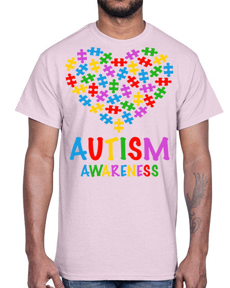 autism awareness heart love puzzle 15#- autism- Cotton Tee