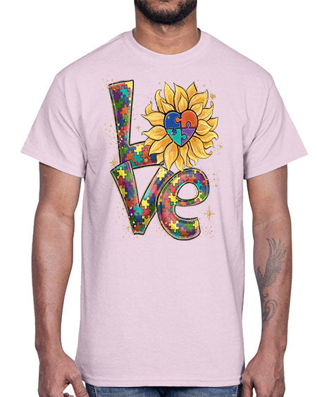 autism love sunflower- autism- Cotton Tee