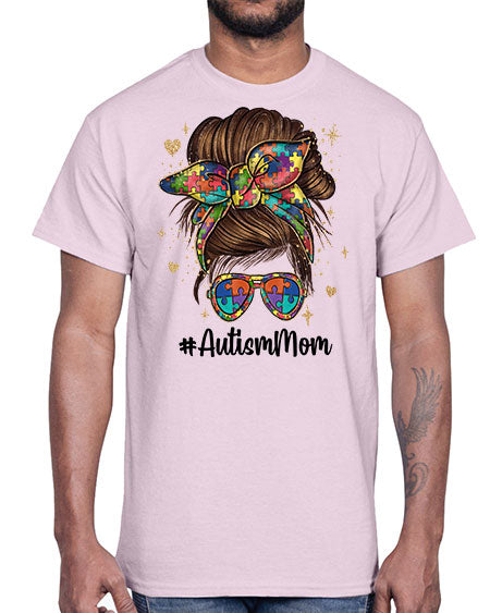 autism mom 3#- autism- Cotton Tee