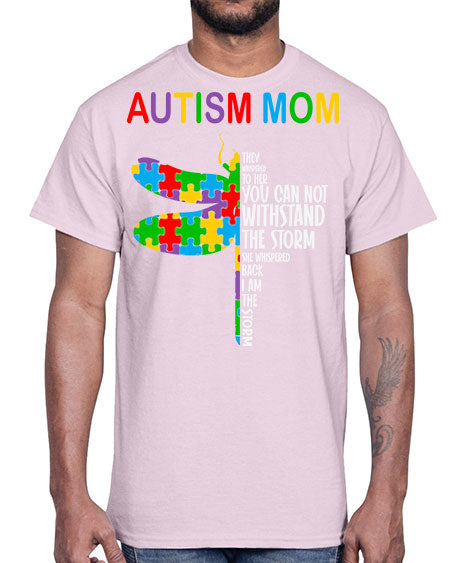 autism mom dragonfly puzzle pieces 47#- autism- Cotton Tee