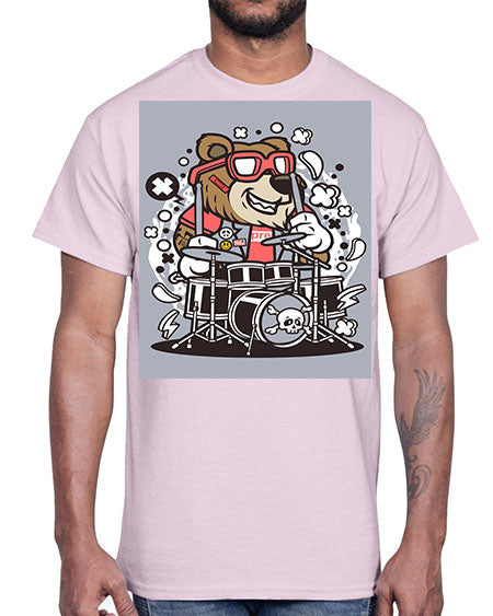 bear drummer 33#- bears - animals- Cotton Tee