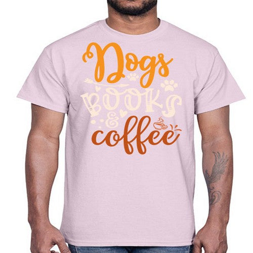 dogs books coffee 130#- dogs- Cotton Tee