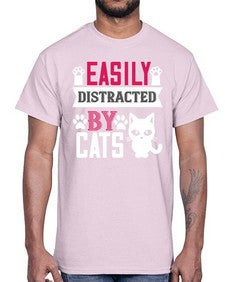 easily distracted by cats Style 47#- cats- Cotton Tee