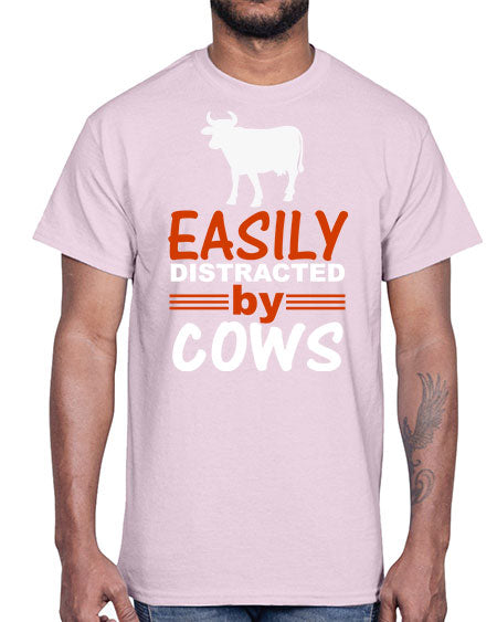 easily distracted by cows Style 4#- cow- Cotton Tee