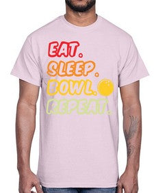 eat sleep bowl repeat 349#- bowling- Cotton Tee