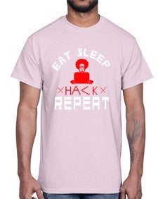 eat sleep hack repeat 48#- computer- Cotton Tee