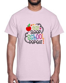 eat sleep school repeat 45#- general school- Cotton Tee