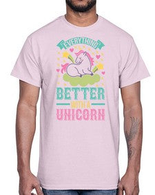 everything better with a unicorn 128#- unicorn- Cotton Tee
