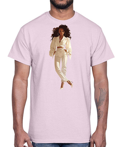 fashion girl in white 78#-  fashion- Cotton Tee