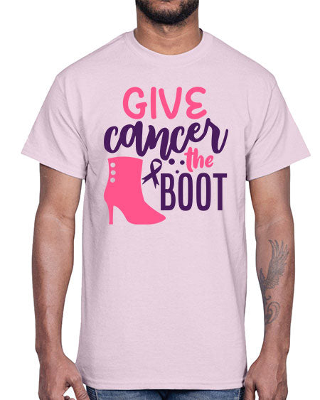 give cancer the boot Style 1#- breast cancer- Cotton Tee