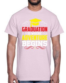 graduation is where adventure beings 226#- graduation- Cotton Tee