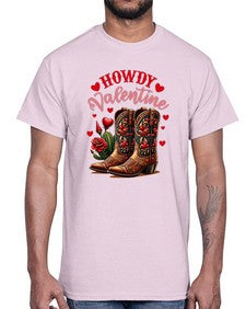 howdy valentine cowgirl boots 538#- western- Cotton Tee