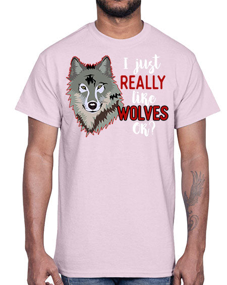 i just really like wolves- wolf- Cotton Tee