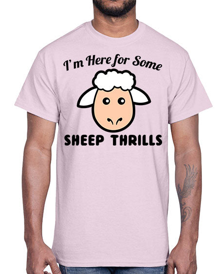 im here for some sheep thrills- sheep- Cotton Tee