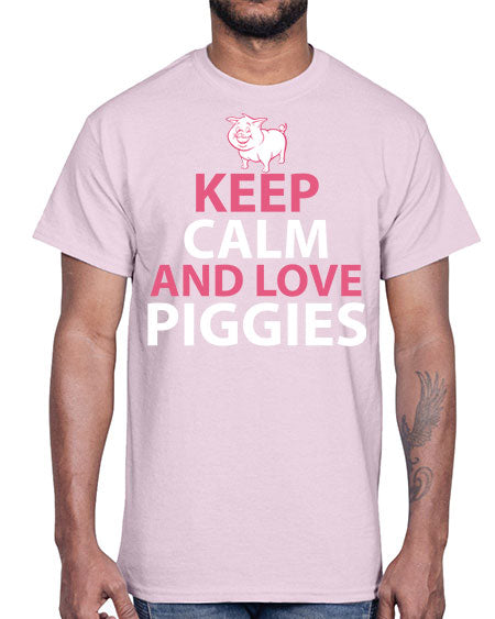 keep calm and love piggies Style 47#- pig- Cotton Tee