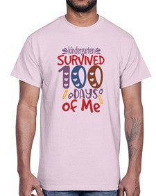 kindergarten grade survived one hundred days of me 423#- one hundred days- Cotton Tee