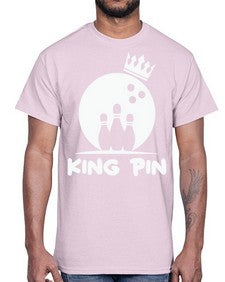 king pin bowling couples 712#- bowling- Cotton Tee