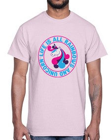life is all rainbows and unicorn 247#- unicorn- Cotton Tee