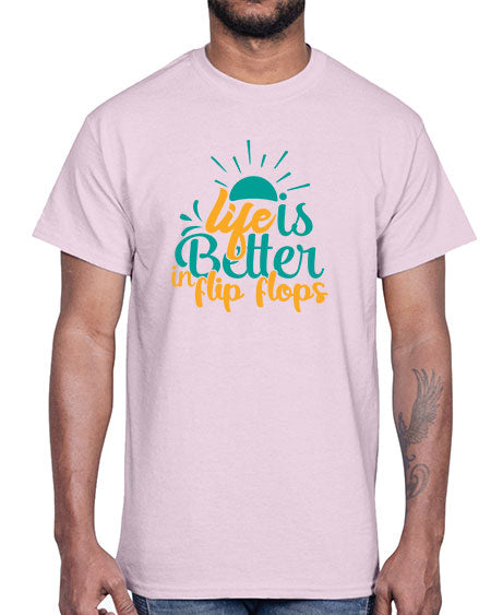 life is better in flip flops Style 90#- summer- Cotton Tee