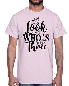 look whos three 265#- unicorn- Cotton Tee