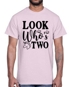 look whos two 267#- unicorn- Cotton Tee