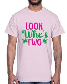 look whos two 268#- unicorn- Cotton Tee