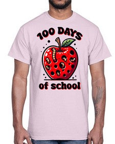 one hundred Days of School Apple 572#- one hundred days- Cotton Tee