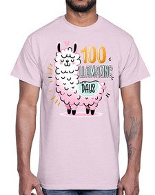 one hundredth Day of School Llama 599#- one hundred days- Cotton Tee
