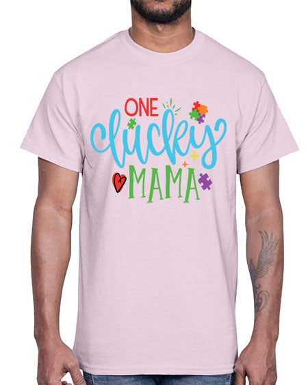 one lucky mama Style 33#- autism- Cotton Tee