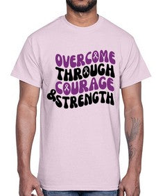 overcome through courage strength 204#- alzheimers- Cotton Tee