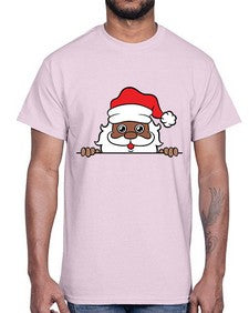 peekaboo black santa 19#- black boys or men- Cotton Tee