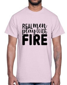 real men playing with fire 1498#- bbq- Cotton Tee