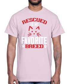 rescued is my favorite breed Style 114#- cats- Cotton Tee