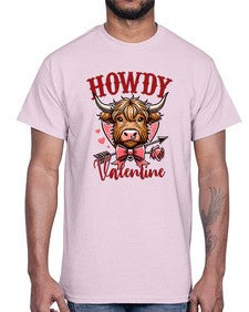 retro vintage howdy valentine bow 1016#- western- Cotton Tee