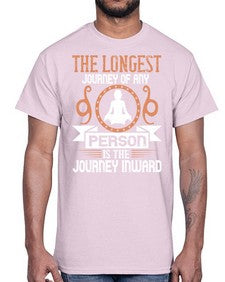 the longest journey of any person is the journey inward  550#- yoga- Cotton Tee