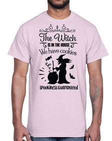 the witch is in the house sign 20#- witch- Cotton Tee