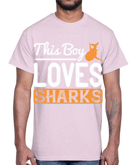 this boy loves sharks Style 14#- shark-fish- Cotton Tee